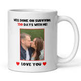 Personalised Photo Surviving 730 Days Second Anniversary Funny Mug, 2nd Anniversary Gift