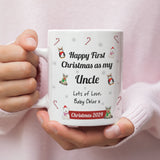 Personalised Uncle First Christmas 2024 Mug, Baby First Christmas For Uncle From Baby Gift