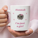 Personalised I'm Just A Girl Sad Hamster Mug, Custom I'm Just A Girl Mug, Sad Hamster Viral Meme Tiktok Mug, Secret Santa