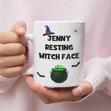 Personalised Resting Witch Face Mug, Halloween Boo Box Girlfriend Cup, Witch Spooky Gift, Resting Bitch Face