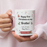 Personalised Brother First Christmas 2024 Mug, Baby First Christmas For Brother From Baby Gift