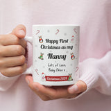 Personalised Nanny First Christmas 2024 Mug, Baby First Christmas For Nanny From Baby Gift