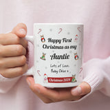 Personalised Auntie First Christmas 2024 Mug, Baby First Christmas For Auntie From Baby Gift