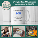 Personalised GCSE Son Proud Of You Mug, Son GCSE Results, Well Done GCSE Son