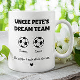 Personalised Uncle's Dream Team Mug, Uncle Football Birthday, Uncle Football Gift