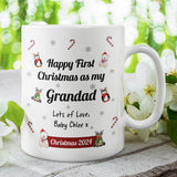 Personalised Grandad First Christmas 2024 Mug, Baby First Christmas For Grandad From Baby Gift