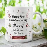 Personalised Nanny First Christmas 2024 Mug, Baby First Christmas For Nanny From Baby Gift