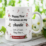 Personalised Auntie First Christmas 2024 Mug, Baby First Christmas For Auntie From Baby Gift