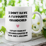 Funny Favourite Child Grandson In Law Mug, Grandmother in Law Mug, Girlfriend's / Wife's Grandma Birthday Gift, Mother's Day