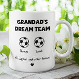 Personalised Grandad's Dream Team Mug, Grandad Football Birthday, Grandad Football Gift