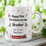 Personalised Brother First Christmas 2024 Mug, Baby First Christmas For Brother From Baby Gift