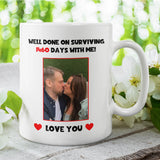 Personalised Photo Surviving 1,460 Days Fourth Anniversary Funny Mug, 4th Anniversary Gift