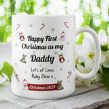 Personalised Daddy First Christmas 2024 Mug, Baby First Christmas For Daddy From Baby Gift