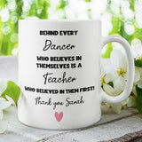 Personalised Thank You Dance Teacher Mug, End Of Year Thanks, Dance Teacher Christmas