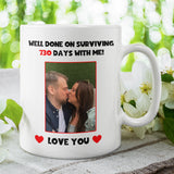 Personalised Photo Surviving 730 Days Second Anniversary Funny Mug, 2nd Anniversary Gift