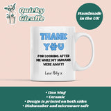 Personalised Thank You For Looking After Me Mug, Thank You From Dog, Thank You From Cat