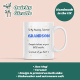 Personalised GCSE Grandson Proud Of You Mug, Grandson GCSE Results, Well Done GCSE Grandson