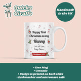 Personalised Nanny First Christmas 2024 Mug, Baby First Christmas For Nanny From Baby Gift