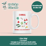 Personalised Wishing I Was On Holiday Mug, Birthday Holiday Cup, Secret Santa