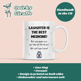 Personalised Laughter Is The Best Medicine Mug, Funny Get Well Soon Gift, Colleague Injury Care Gift