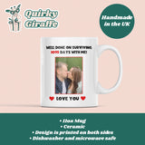 Personalised Photo Surviving 1,095 Days Third Anniversary Funny Mug, 3rd Anniversary Gift