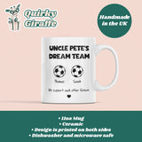 Personalised Uncle's Dream Team Mug, Uncle Football Birthday, Uncle Football Gift