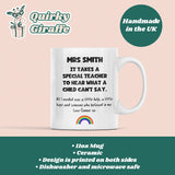 Personalised Extra Support Teacher Thank You Mug, Autistic Child Thanks, Special Needs Mentor