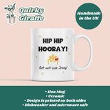 Personalised Hip Hip Hooray Mug, Funny Get Well Soon Hip Operation, Hip Injury, Hip Replacement Gift