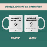 Personalised Grandad's Dream Team Mug, Grandad Football Birthday, Grandad Football Gift