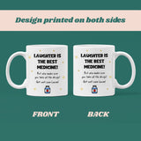 Personalised Laughter Is The Best Medicine Mug, Funny Get Well Soon Gift, Colleague Injury Care Gift