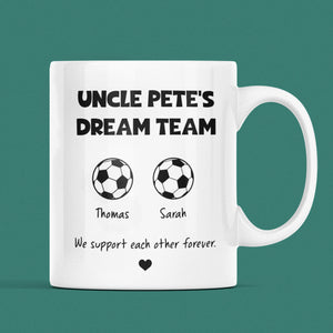 Personalised Uncle's Dream Team Mug, Uncle Football Birthday, Uncle Football Gift