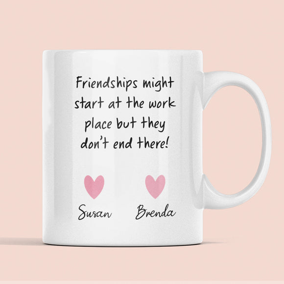 Personalised Work Bestie Friendship Begin At Work Gift, Leaving Gift, Secret Santa