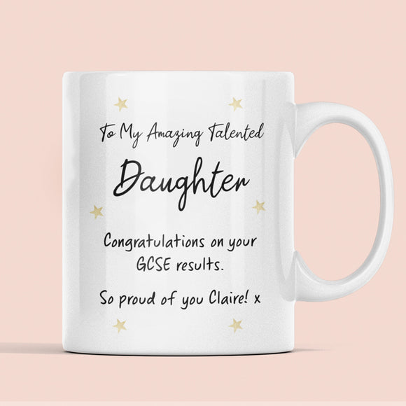 Personalised GCSE Daughter Proud Of You Mug, Daughter GCSE Results, Well Done GCSE Daughter