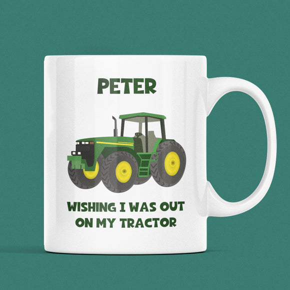 Personalised Wishing I Was On My Tractor Spotting Mug, Birthday Farmer Gift, Secret Santa