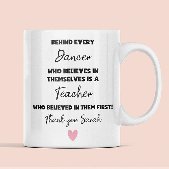 Personalised Thank You Dance Teacher Mug, End Of Year Thanks, Dance Teacher Christmas