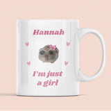 Personalised I'm Just A Girl Sad Hamster Mug, Custom I'm Just A Girl Mug, Sad Hamster Viral Meme Tiktok Mug, Secret Santa