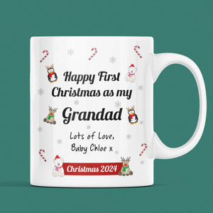 Personalised Grandad First Christmas 2024 Mug, Baby First Christmas For Grandad From Baby Gift