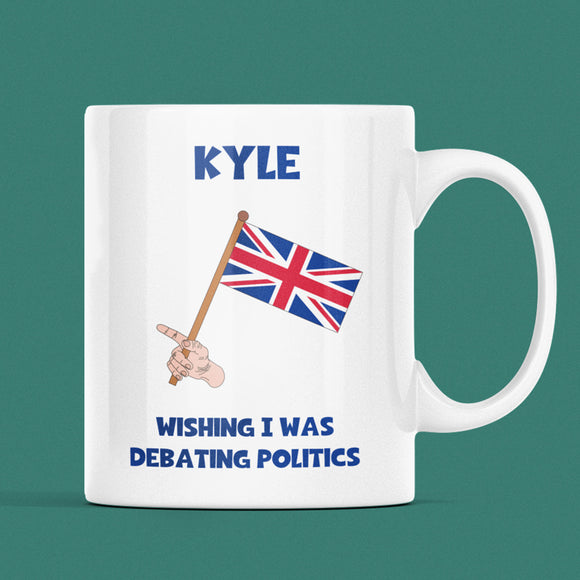 Personalised Wishing I Was Debating Politics Mug, Birthday Politics Gift, Secret Santa