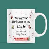 Personalised Uncle First Christmas 2024 Mug, Baby First Christmas For Uncle From Baby Gift