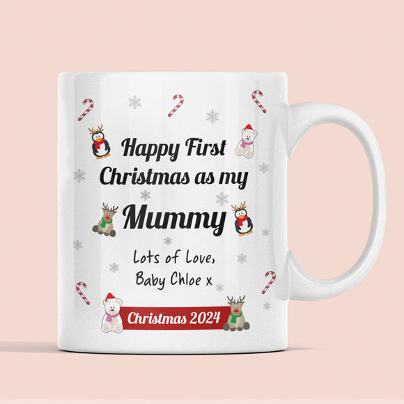 Personalised Mummy First Christmas 2024 Mug, Baby First Christmas For Mum From Baby Gift