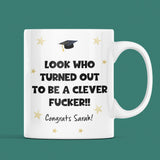 CQ Personalised Clever Fucker Graduation Mug, Funny Graduation Gift