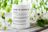 Personalised Maid Of Honour Funny Definition Mug, Marriage Thank You Gift