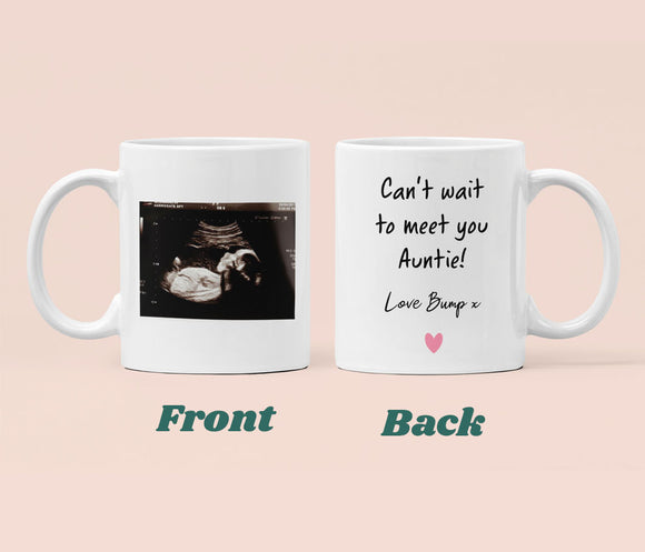 Personalised Auntie Baby Scan Photo Mug, Auntie to be Gift