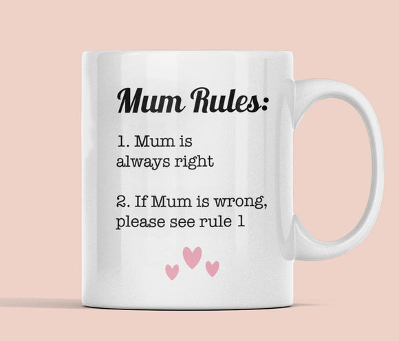 Funny Mum's Rules Mug, Funny Mum Gift, Mum Birthday, Mother's Day