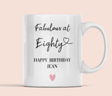 Personalised Fabulous at 80 Mug, 80th Birthday Gift