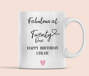 Personalised Fabulous at 21 Mug, 21st Birthday Gift