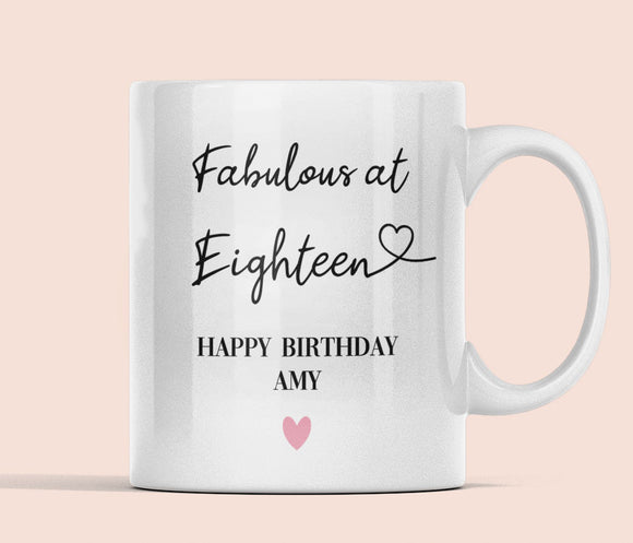 Personalised Fabulous at 18 Mug, 18th Birthday Gift