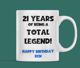 Personalised Legend at 21 Mug, 21st Birthday Gift