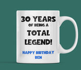 Personalised Legend at 30 Mug, 30th Birthday Gift