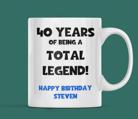 Personalised Legend at 40 Mug, 40th Birthday Gift